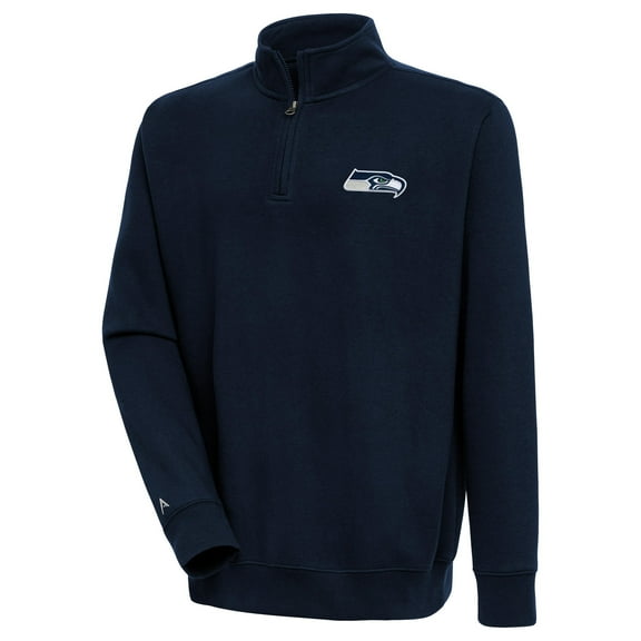 Men's Antigua College Navy Seattle Seahawks Victory Quarter-Zip Pullover Top