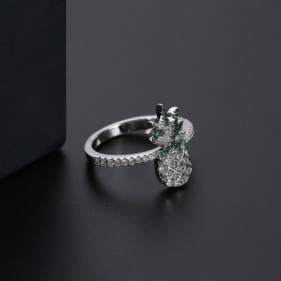 Exotic Pineapple Ring: Copper Ring with Zircon, Individually Packed, Electroplated Finish, Eight Hearts and Eight Arrows Design