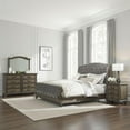 thumbnail image 4 of Chantel 4 Pc Queen Bedroom Set, Velvet Sleigh Design, Weathered Wood, 4 of 7