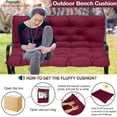 thumbnail image 7 of Replacement Cushions for Swing, Waterproof Porch Swing Cushion, 2-3 Seat Outdoor Bench Cushion with Backrest for Patio Furniture Garden Porch Loveseat Glider Pad (Wine Red 60*40in), 7 of 7