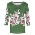 thumbnail image 4 of OKBOP Green Spring Tops for Women 2024 3/4 Sleeve Floral Crew Neck T-Shirts Womens Shirts Clearance, 4 of 4