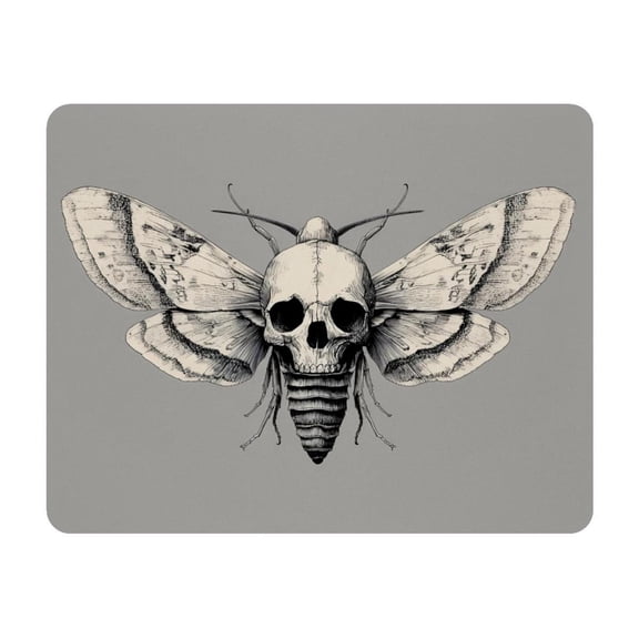 Small Mouse Pad Desk Pad, Office Mouse Mat Non-Slip Rubber Base, Mousepad for Computer Laptop 28x22cm,Grey Moth Skull