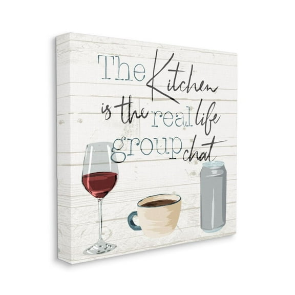 The Kitchen Group Chat Rustic Table Talk Food & Beverage Gallery-Wrapped Canvas Print Wall Art, 17x17