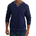 thumbnail image 7 of UAMVSH Mens Henley Long Sleeve Shirts Trendy Fall Lightweight Sweatshirts Casual Solid Color V Neck Slim Fit Pullover Tops(XX-Large,Dark Blue), 7 of 7