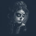 thumbnail image 3 of Sugar Skull Lace Women's V-Neck T-shirt Black White Day of the Dead Gothic Beauty Monochrome Dia de Los Muertos Elegant Tee, 3 of 7