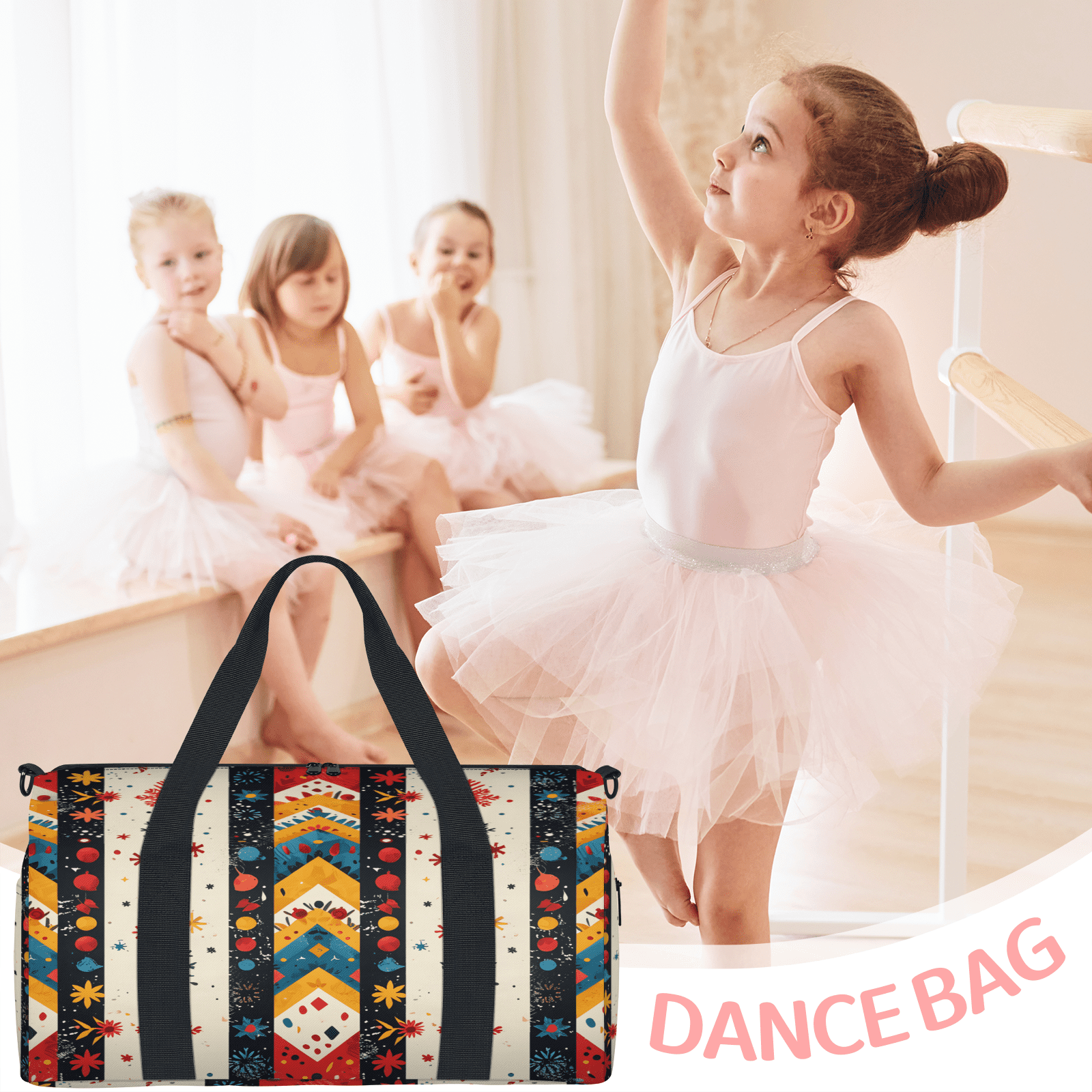 Herdesigns Mexico Gym Bag for Women, Duffle Bag for Travel Sport, Floral Lightweight Waterproof Carry on Weekender Dance Yoga Workout Bags