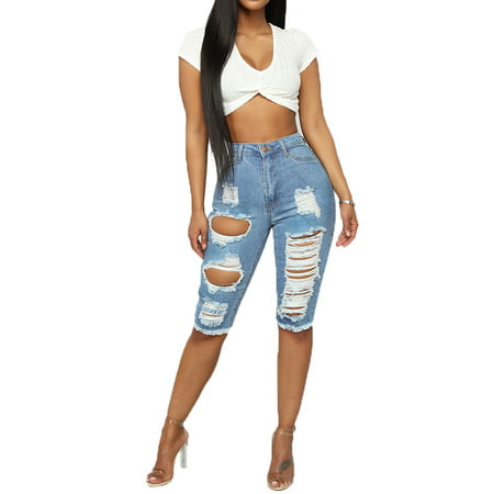 Utowu Womens Vintage Ripped High Waist Denim Jeans Shorts Ladies Summer Sexy Hot