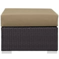 thumbnail image 3 of Modern Contemporary Urban Design Outdoor Patio Balcony Square Ottoman, Brown, Rattan, 3 of 3