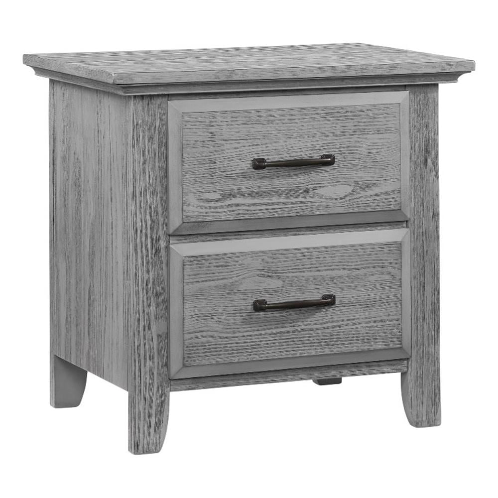 Pemberly Row Set of 2 Wood 4-in-1 Convertible Crib & Nightstand in Gray