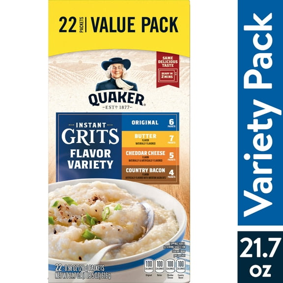 Quaker, Instant Grits Variety Pack, 0.98 oz, 22 Packets
