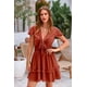 thumbnail image 5 of Vestido PRETTYGARDEN Cuello en V Manga Corta Moño Rojo Óxido S, 5 of 8