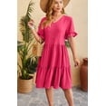 thumbnail image 2 of Women’s Summer Dresses Short Sleeve Polka Dot Ruffle Casual Loose Slit Beach Midi Dresses Tunic Work Top (Red,Small), 2 of 6