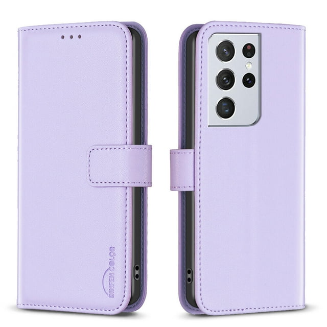 Compatible avec Samsung Galaxy S21 Ultra 5G Étui Portefeuille avec Fentes pour Cartes Fermeture Magnétique Étui Folio à Rabat