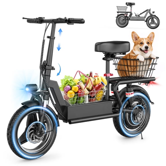 Adult Electric Scooter with Seat, 300 LBS Max Load, Pet Friendly Folding E Scooter with Rear Basket, 650W Peak Motor, 48V 15AH Battery, 25MPH 30 Miles Range Commuter Scooter, UL2272 Certified