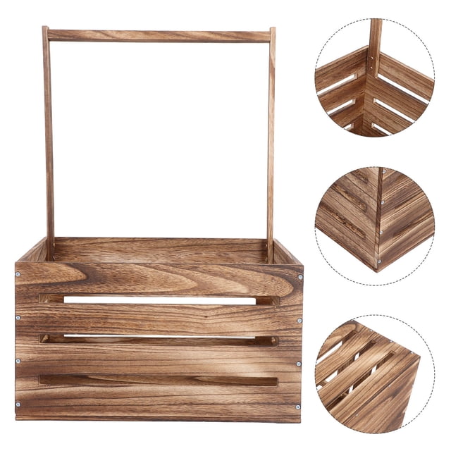 COMPUKAS Infant Crate Basket Wooden Storage Basket Coffee 1Pcs For New Parents