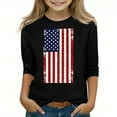 thumbnail image 2 of YABCSAZ Chemises du 4 Juillet pour Femmes, Robe de la Fête de l'Indépendance, Mode Enfantine Imprimée Manches 3/4 Col Rond Chandail Chemise de Base Manches Longues Col Rond Chemise, Noir, 140, 2 of 4