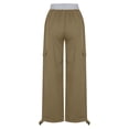thumbnail image 5 of ZHUGeLI Women's Cargo Sweatpants Low Rise Parachute Pants Drawstring Side Tie Hem Long Casual Baggy Y2k, 5 of 9
