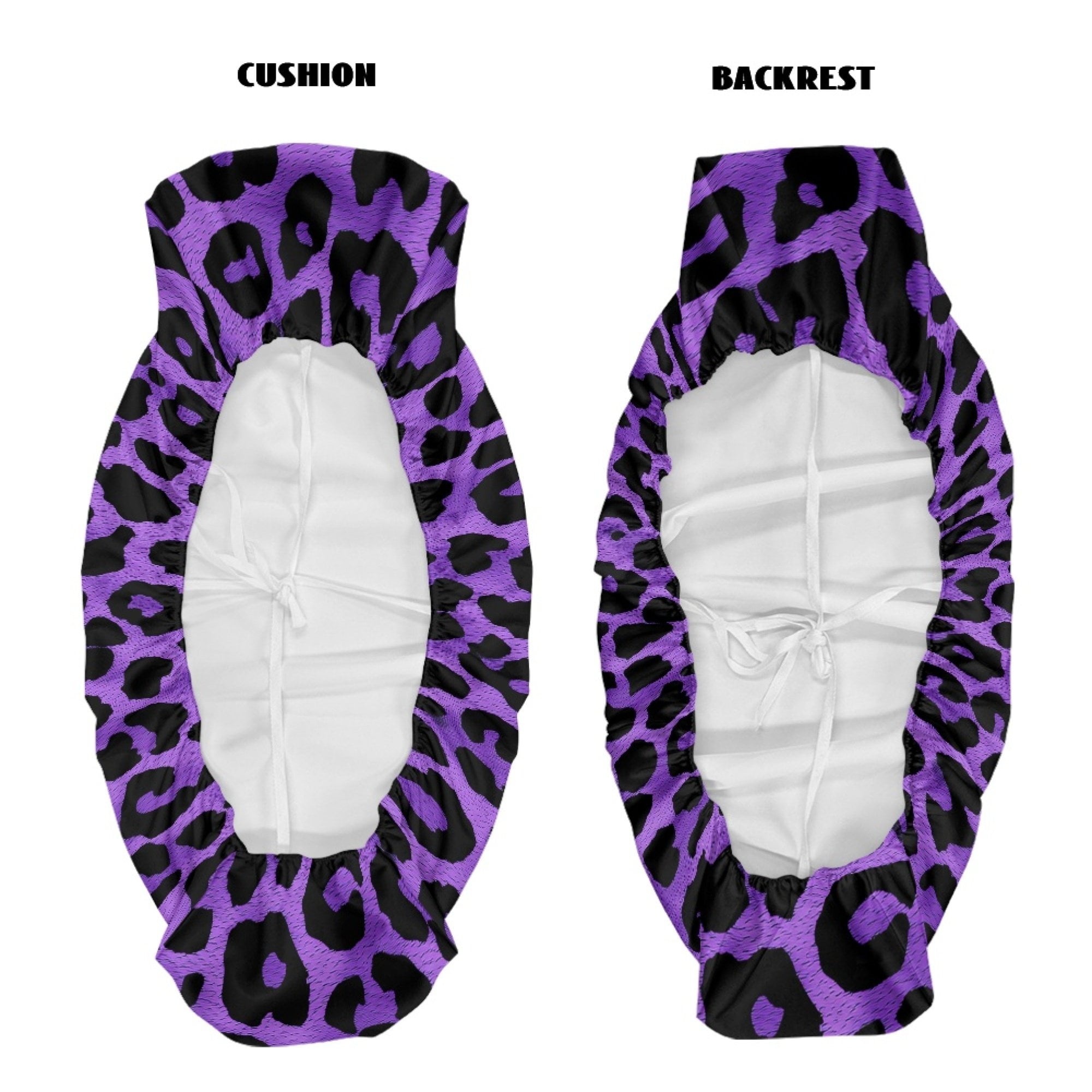 ZIATUBLES Deep Violet Leopard Print UTV Seat Covers 2 Pack, Waterproof Polyester Replacement Front Bench Seats Covers, Wear-Resistant UTV Outdoor Accessory Part for Kawasaki Mule