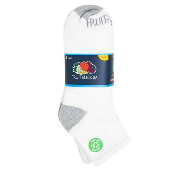 Calcetas Fruit Of The Loom para Hombre, Quarter Afelpado y Anatómico 5 Pares Blanco Unitalla