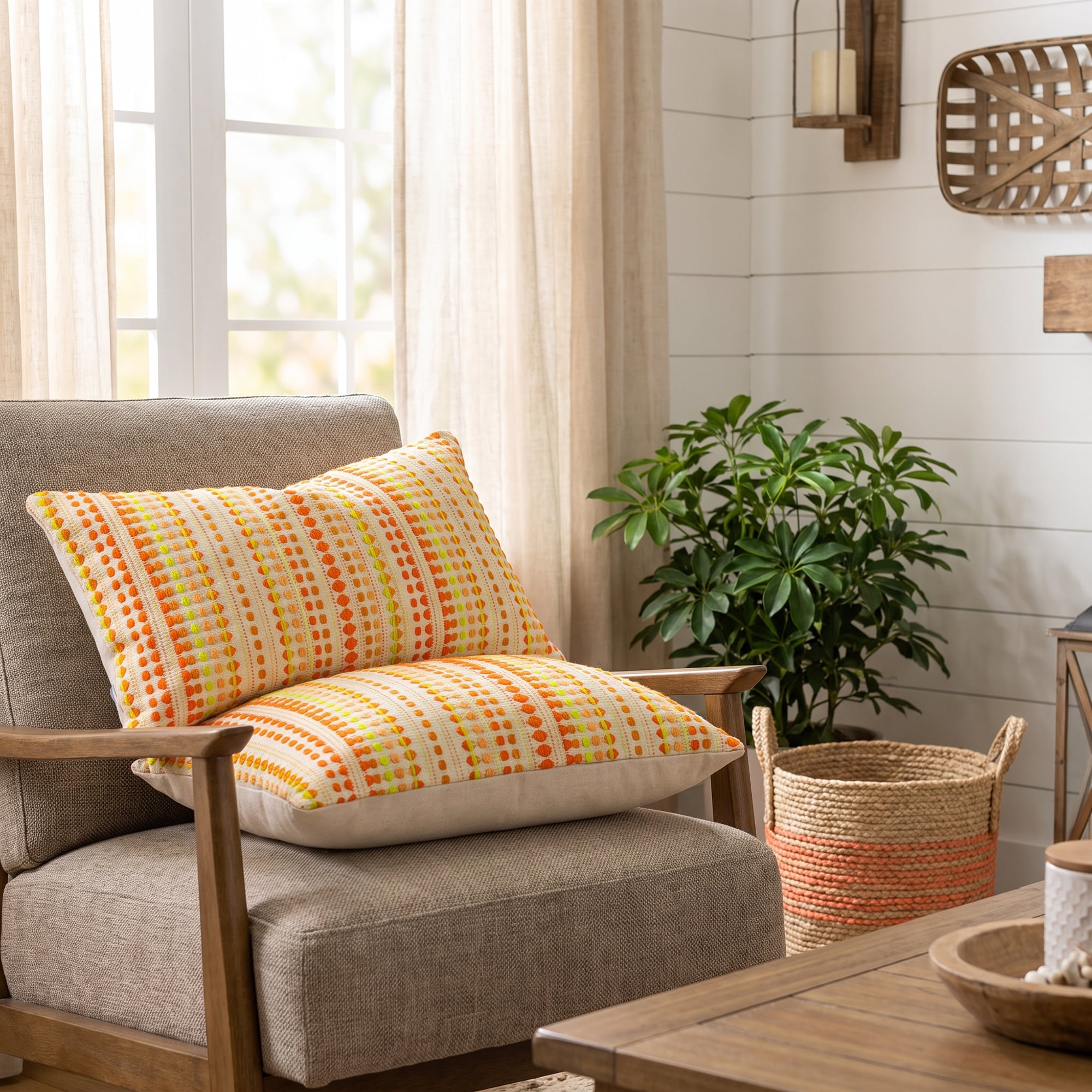 Unique Bargains Chenille Geometric Throw Pillow Covers 2 Pc Striped Cases Yellow 20"x12"
