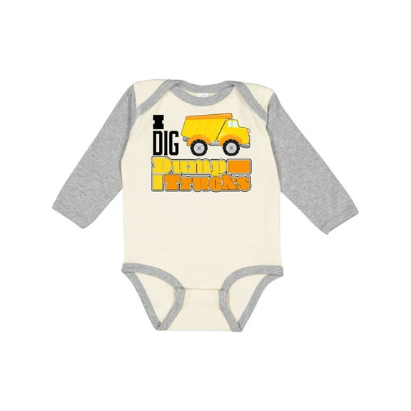 Inktastic I Dig Dump Trucks Boys or Girls Long Sleeve Baby Bodysuit