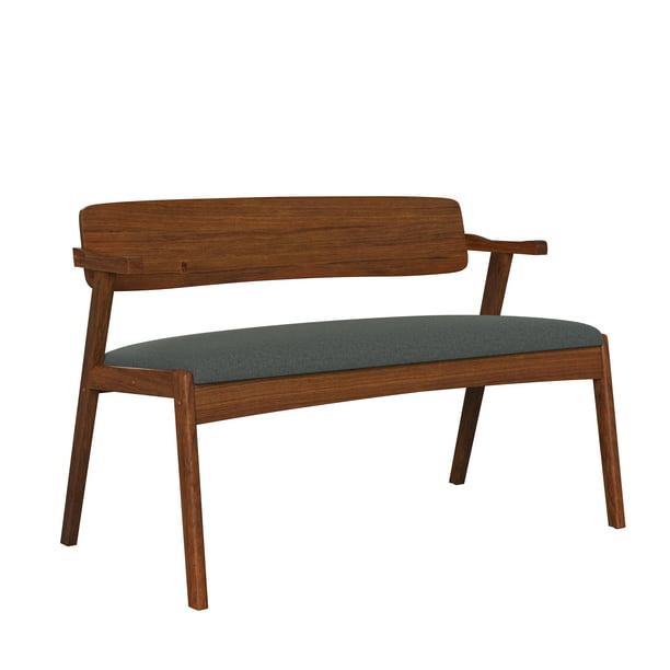 Homesvale Dorno Mid Century Modern Arm, Wooden Dining Table Bench With Back