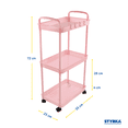 thumbnail image 3 of Carrito Auxiliar Organizador STYRKA Multiusos 3 Niveles con Ruedas Rosa, 3 of 8
