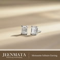 thumbnail image 3 of JeenMata Minimalist 0.5 Carat Emerald Cut Moissanite Solitaire Stud Earrings in 18k White Gold Plating for Women, 3 of 11