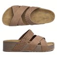 thumbnail image 3 of Women's Comfortable Thick Bottom Woven Cross Design Multi-Color Plain Toe Slide Sandals For Beach & Casual, 3 of 8