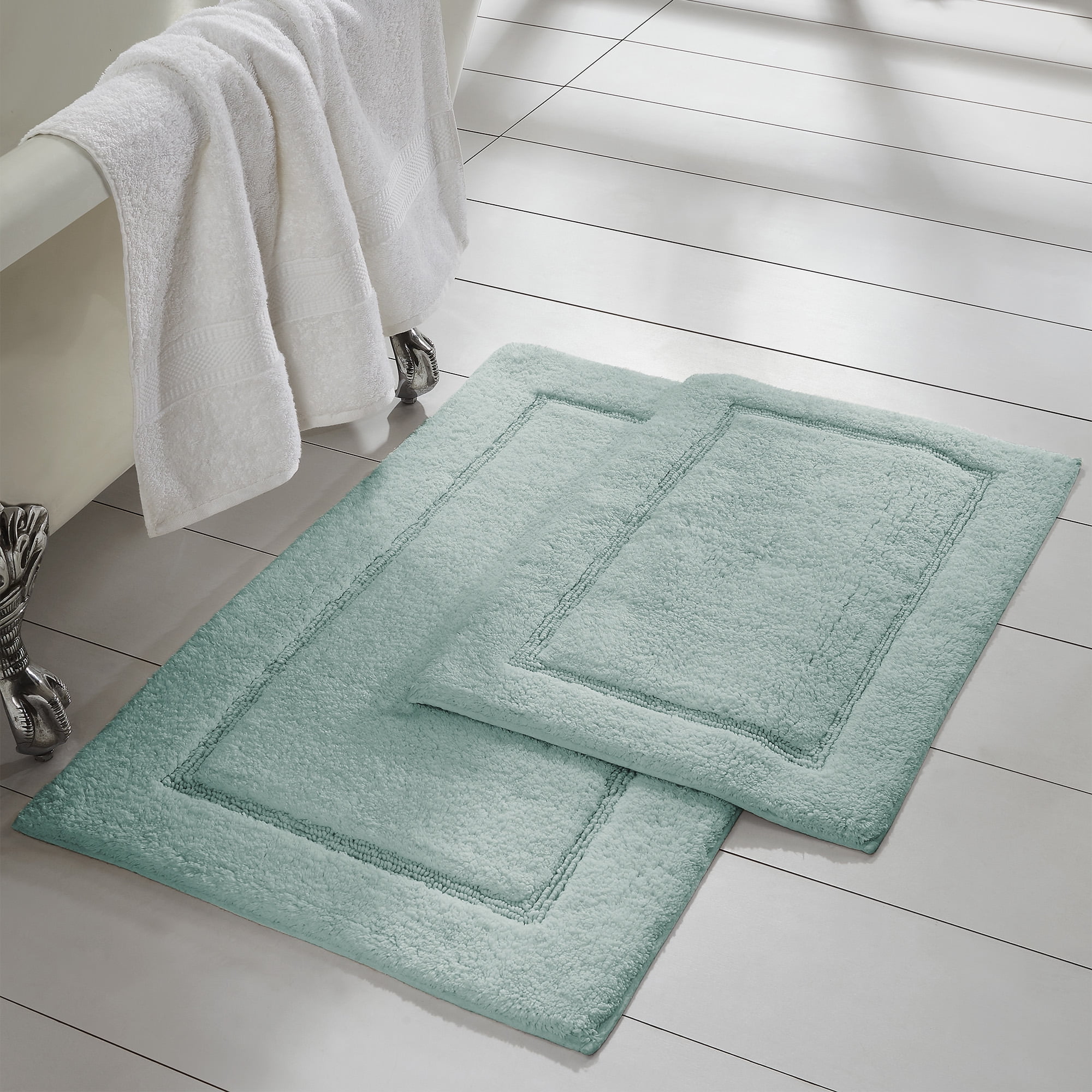 2 Piece Non Slip Cotton Bath Rug Set 17 X 24 21 X 34 White Walmart Com Walmart Com