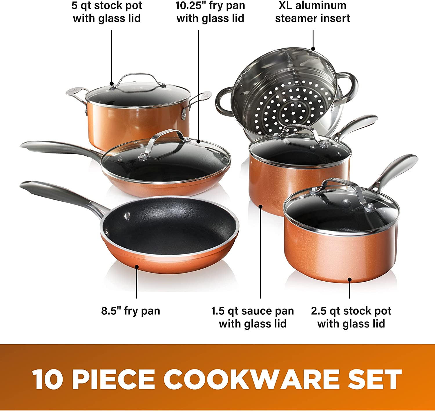 Stylish Square Ceramic Coating Cookware Set 6 Pcs Beige Detachable Handle