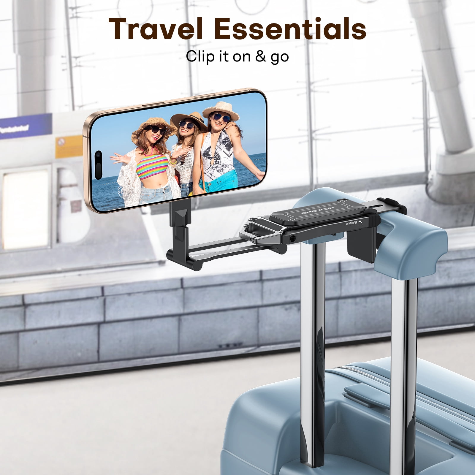 OMOTON 360° Rotating Magnetic Phone Tripod for MagSafe, Adjustable Aluminum Foldable Stand, Compatible with iPhone 17/16/15/14 Pro Max, Ideal for Vlog, Gym & Travel