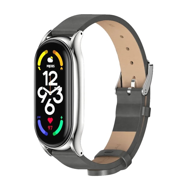 Correa De Cuero Con Acero Inoxidable Unisex Para Smart Watch Xiaomi Compatible Con Mi Band 6 / 5 / 4 / 6
