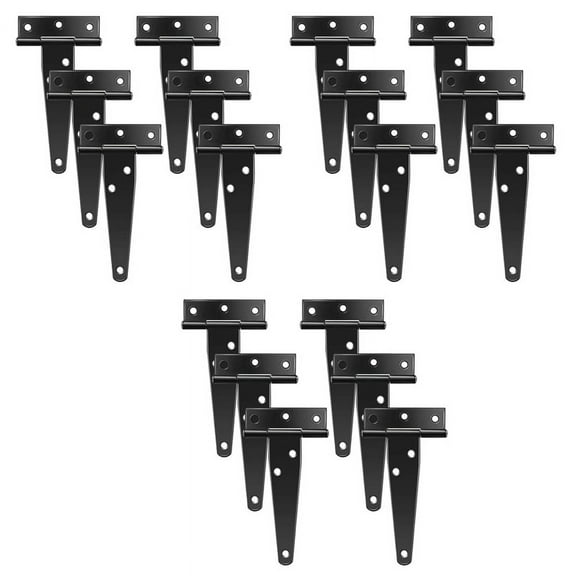 18 PCS 4 Inch T-Strap Hinges Rustic Gate Strap Hinge Rustproof Gate Door Black Hinges for , Fence and Barn Gates