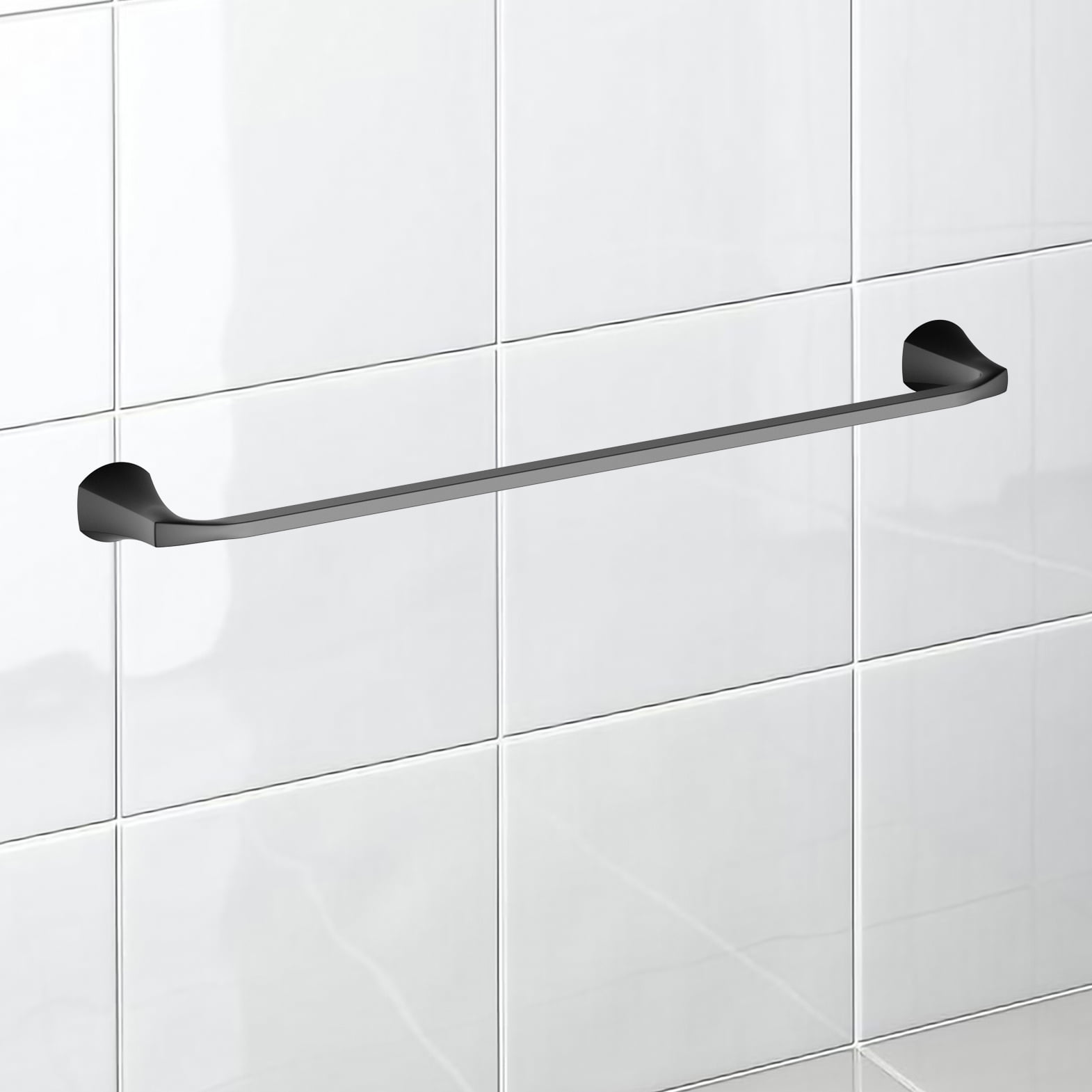 Better Homes & Gardens Simple Flare Wall Mount 24 in Towel Bar, Matte Black