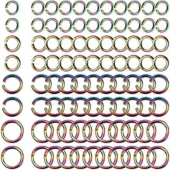 200Pcs 4 Size Stainless Steel Open Jump Rings 6mm Rainbow Jump Ring 5mm Jumprings Metal Connector Rings for Jewelry Making Necklace Bracelet Earrings Keychain Women Adult DIY Crafts