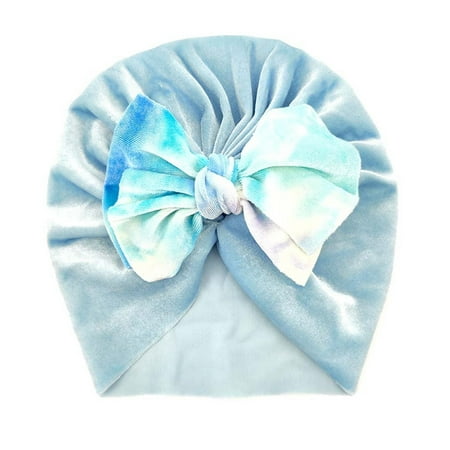 

Kids Caps Toddler Baby Boys Girls Tie Dyed Stretch Fleece Cap Beanie Bowknot Elastics Turban Hat