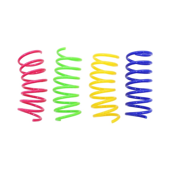 4 Pcs Colorful Spring Cat Toys, Interactive Plastic Coil Springs for Cats, Durable Swatting and Chasing Toys, Indoor Exercise Self Play Toy Set