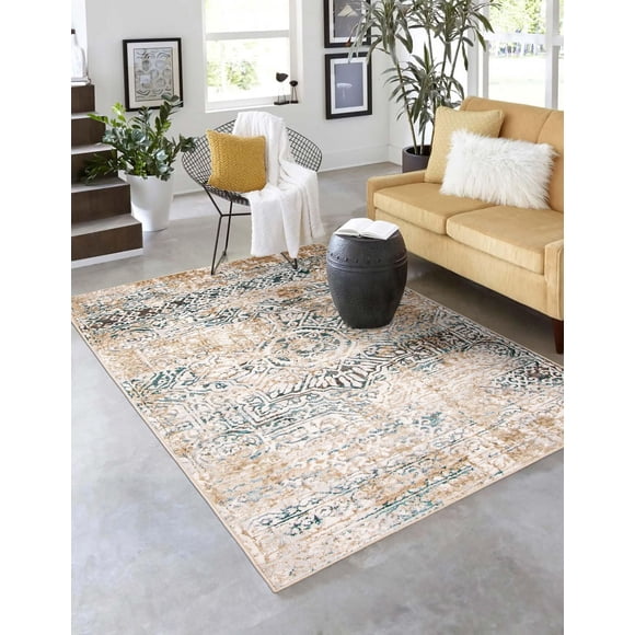 ECARPET Zoe Traditional Area Rug for living room, bedroom, dining room, entrance, hallway and more.