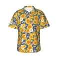 thumbnail image 1 of Balery Vintage White Yellow Sunflower Camisas hawaianas de manga corta para hombre, camisas playeras de corte holgado, camisas de vacaciones con botones,3X-Large, 1 of 7