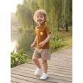 thumbnail image 3 of Cjfdfy Toddler Baby Boy Thanksgiving Outfit Infant Baby Boys Summer Fall Clothes Turkey Embroidery Lapel Neck Button Short Sleeve Shirt and Plaid Shorts 2Pcs Set, 3 of 9