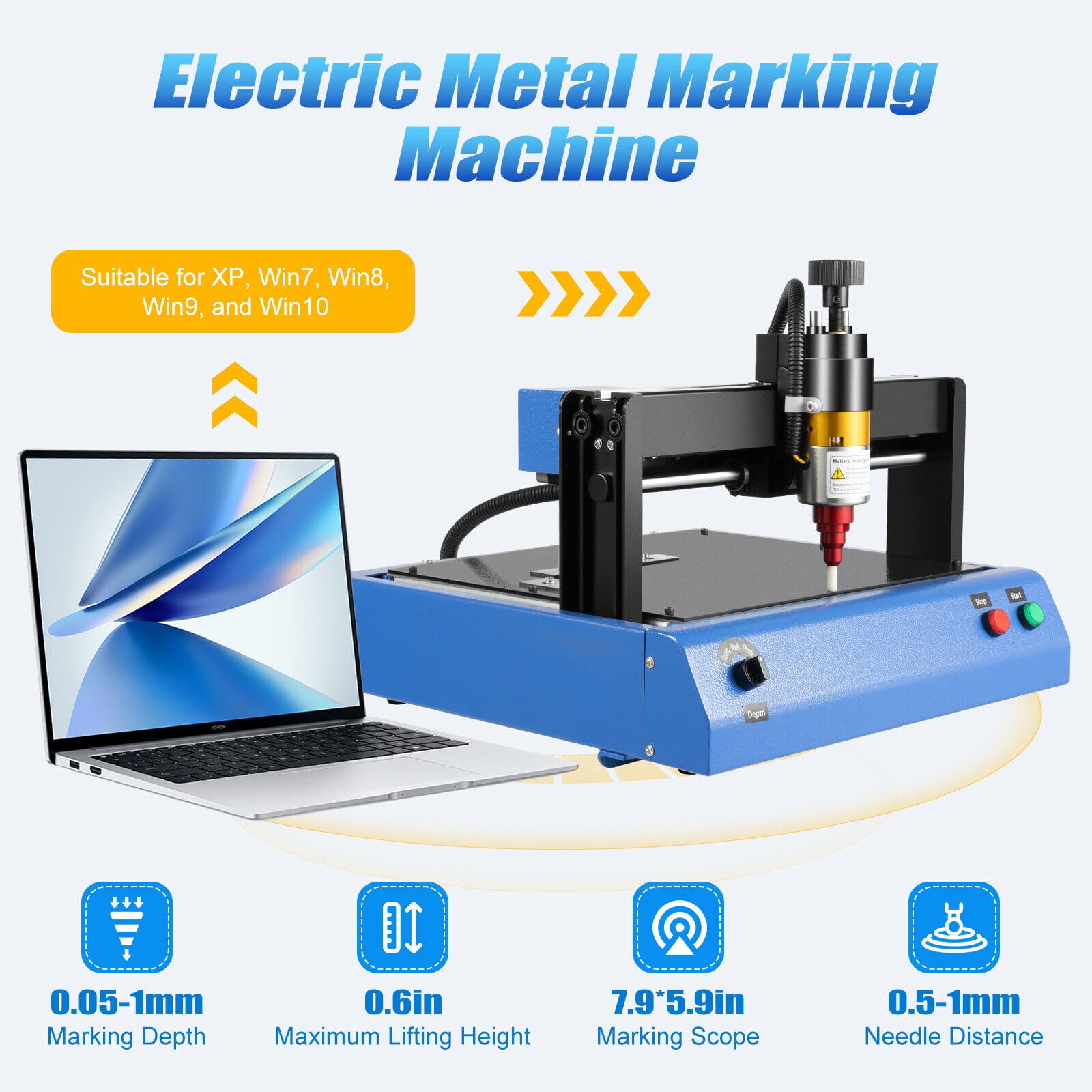 For Number Letter Label Electric Metal Marking Machine Dot Peen 200x150mm 110V