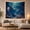 Dolphin Moon, variant on Humpback Whale Surrounded by Golden Orbs in Deep Sea Galaxy, Mystical Digital Art for Ocean Lovers, Nautical Marine Decor, Housewarming Gift Tapestry Wall Hanging for Bedroom and Living Room