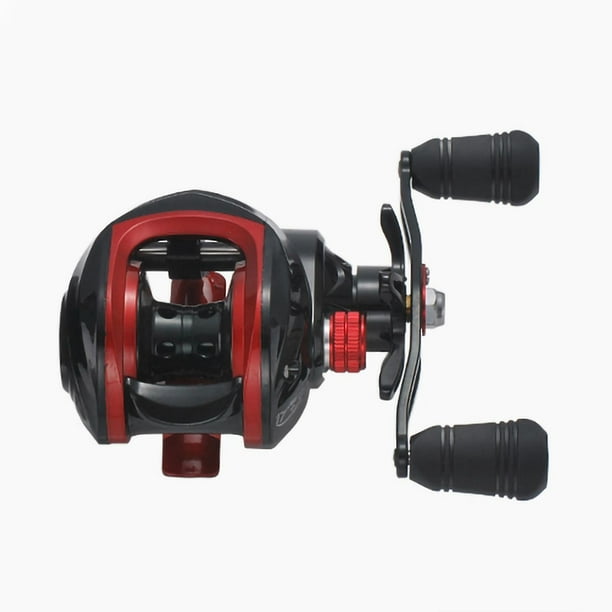 7.2:1 Long Shot Fishing Reel with Magnetic Brake, Double Sealed Bearing, 17+1 BB, Black and Red (Left Handed)