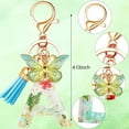 thumbnail image 2 of Initial Letter Keychain - Green Alphabet Key Ring with Butterfly & Tassel, Charm for Purse, Handbag, Keys, Gifts for Women, Girls (A), 2 of 4