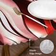 thumbnail image 3 of Red Striped Ombre Round Tablecloth, Fitted Table Cover with Elastic for 55"-60" Round Tables, Modern Red Moire Geometric Table Cloth Outdoor Indoor Dinning Party Waterproof Tablecloths, 3 of 7