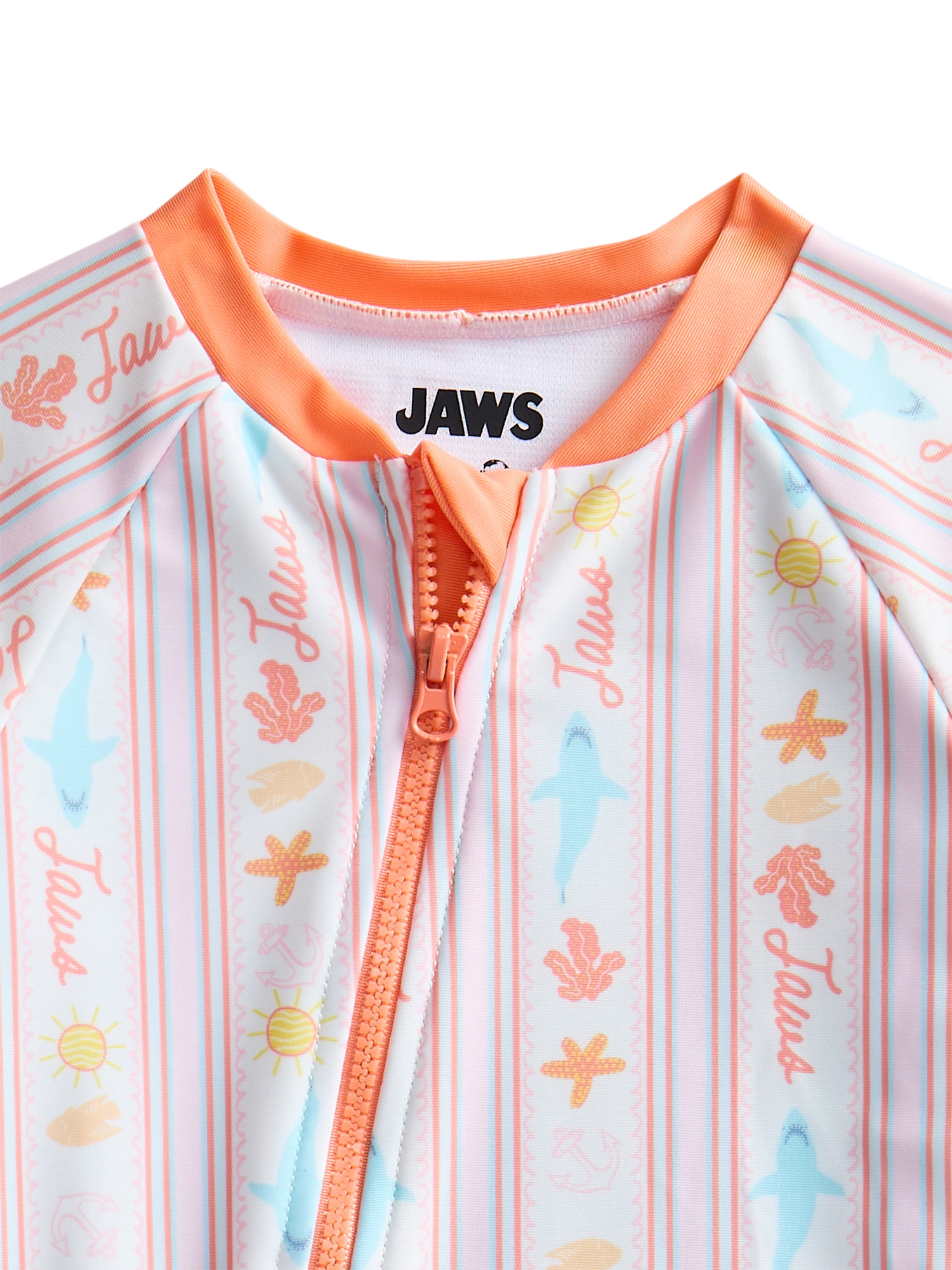 Jaws Baby Girls One Piece Rashguard with UPF50, Sizes 0M-12M