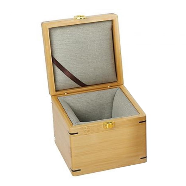 Caja de almacenamiento de madera, caja de almacenamiento decorativa de bambú, madera natural con hebilla de metal S