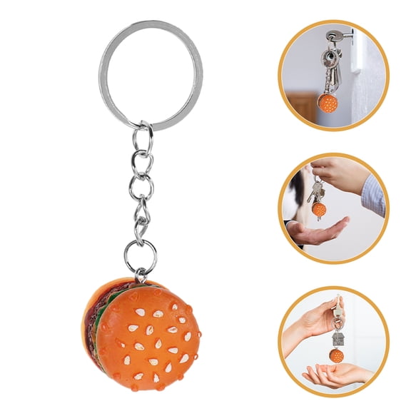 HONMEET 10Pcs Fast Food Keychain Set, Yellow Burger Shape, Bag and Keyring Accessories, Fun Novelty Gifts for Kids and Adults