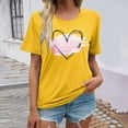 thumbnail image 2 of LUOGENLI T-shirts pour Femme pour Femmes Mode Décontractée T-shirts Imprimés Col Rond Manches Courtes T-Shirt Hauts Tunique Blouse T-shirts pour Femmes T-shirts Graphiques T-shirts Pêche Saint-Valentin Jaune m, 2 of 4